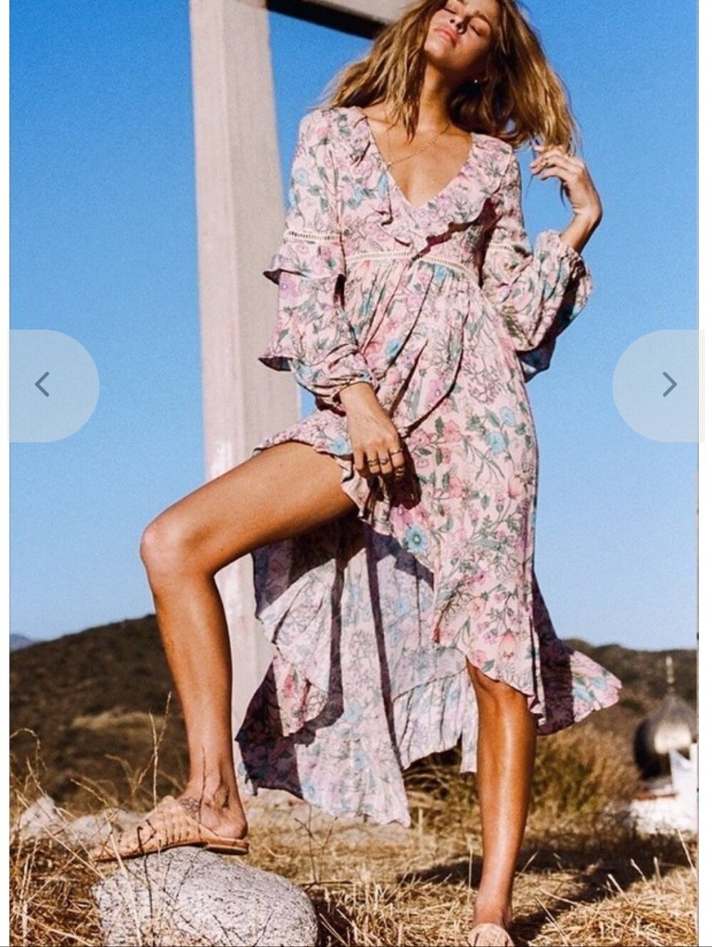 Spell Sayulita Frill Gown Musk XS
